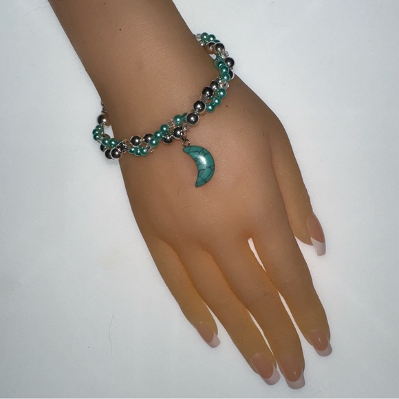 Turquoise Moon Twisted Beaded Bracelet - Picture 3 of 5